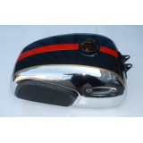 PALIVOVÁ NÁDRŽ HRANATÁ NA ZNAKY (ZÁNOVNÍ CHROM + NOVÉ GUMY) - JAWA  350/362,360 + 250/592 (ČERNO/ČERVENÁ)